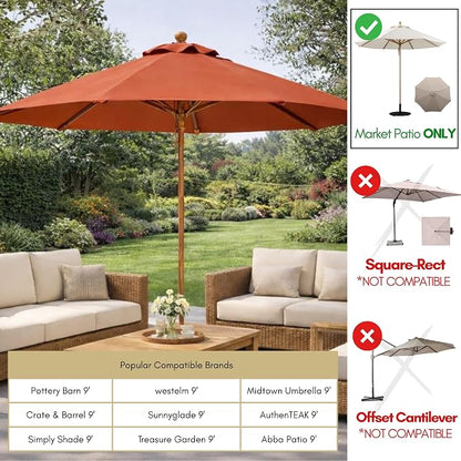 Formosa Covers 9ft 6 Ribs Market Patio Umbrella Replacement Canopy - Top Canvas - 600D UV Protective and Water Resistant Umbrella Fabric - Premium Replacement Canopy Cover ONLY (Terracotta)