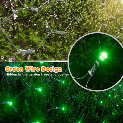 LitHome 14.8FT x 5FT Christmas Net Lights Outdoor Mesh Lights Connectable | 8 Modes 300 LED Halloween Green Net Light for Bushes, Giant Mesh Light Waterproof for Christmas Garden Party Roof Decor
