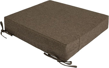 Magpie Fabrics Indoor Outdoor Cushion Cover Replacement 2 Pack, NO Insert! Water Repellent Slipcover with Ties Decor for Patio Garden Chair Sofa Bench Wicker(Dark Brown, 24x24x4 Inch)