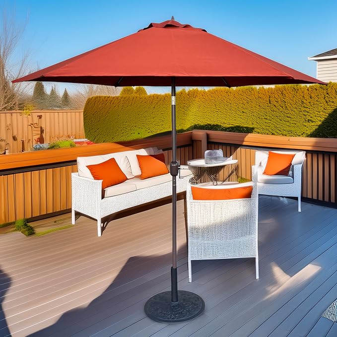 9 ft Umbrella with Terra Cotta Color Polyester Cover