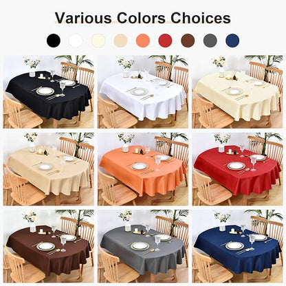 Wolkemer Large Oval Tablecloth 60 x 120 Inch Washable Fabric Table Cloth | Oval Table Cloth, Solid Ivory Cloth Tablecloth, Oval Table Cover for Dining Wedding Party Banquet Tabletop Decoration