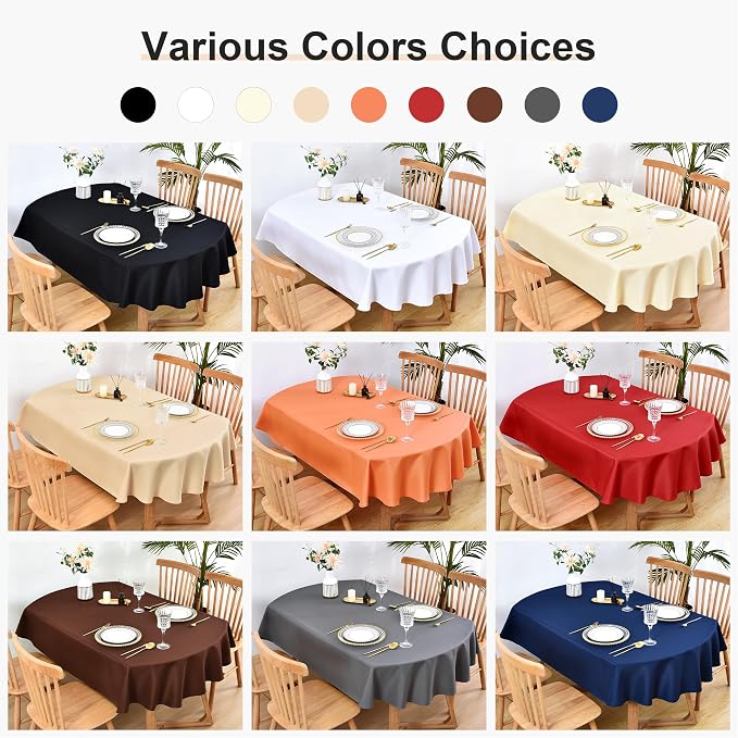 Wolkemer Large Oval Tablecloth 60 x 120 Inch Washable Fabric Table Cloth | Oval Table Cloth, Solid Black Cloth Tablecloth, Oval Table Cover for Dining Wedding Party Banquet Tabletop Decoration