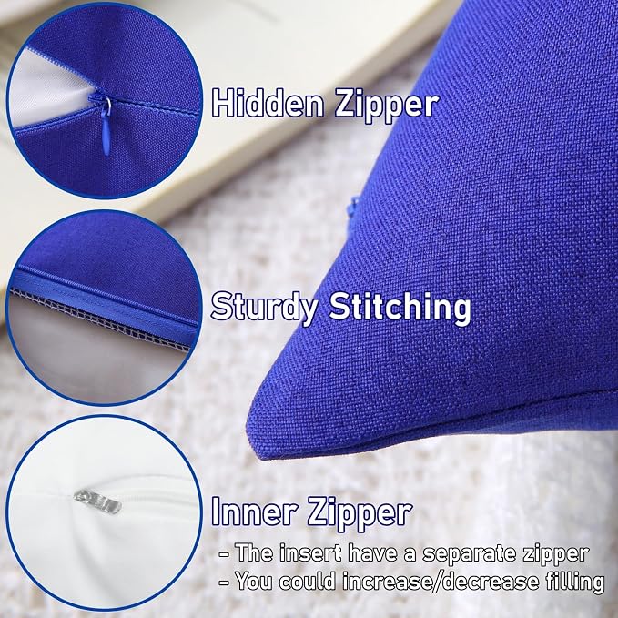 Outdoor Throw Pillows with Inserts, Waterproof Pillows for Outdoor Seating, Square Decorative Garden Cushion for Patio Furniture, Bed, Couch, Sofa(Klein Blue, 18" x 18" (Pack of 2))