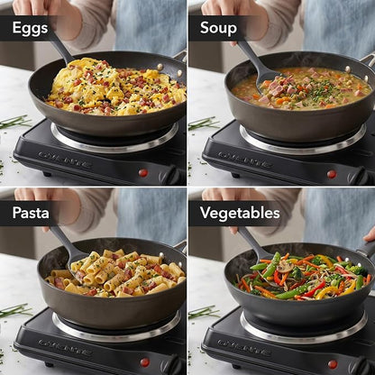 OVENTE Electric Cast Iron Double Burner, 1700W Hot Plate, Black BGS102B | 7.25" & 6.10" Portable Countertop Cooktop, Metal Housing, 5 Level Temperature Control, Indicator Light, Easy-to-Clean