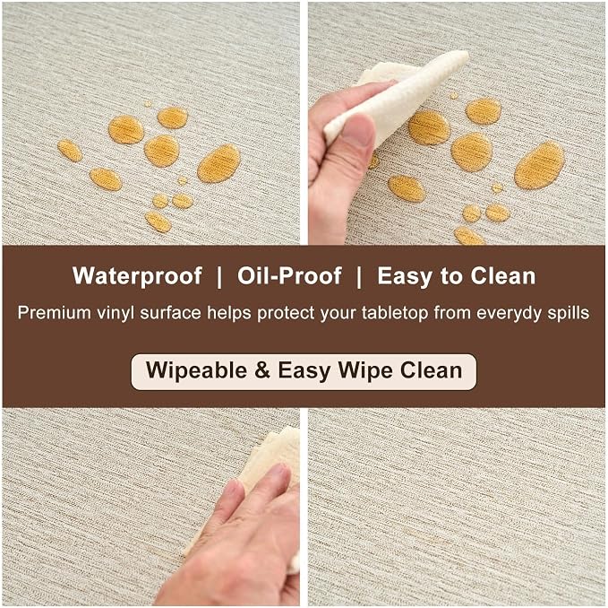 LIBERECOO Heavy Duty Vinyl Tablecloth with Flannel Backing Waterproof Oil-Proof Plastic Table Cloth Stain-Resistant Wipeable Rectangle or Square Table Cover for Indoor and Outdoor 54 x 54 Inch
