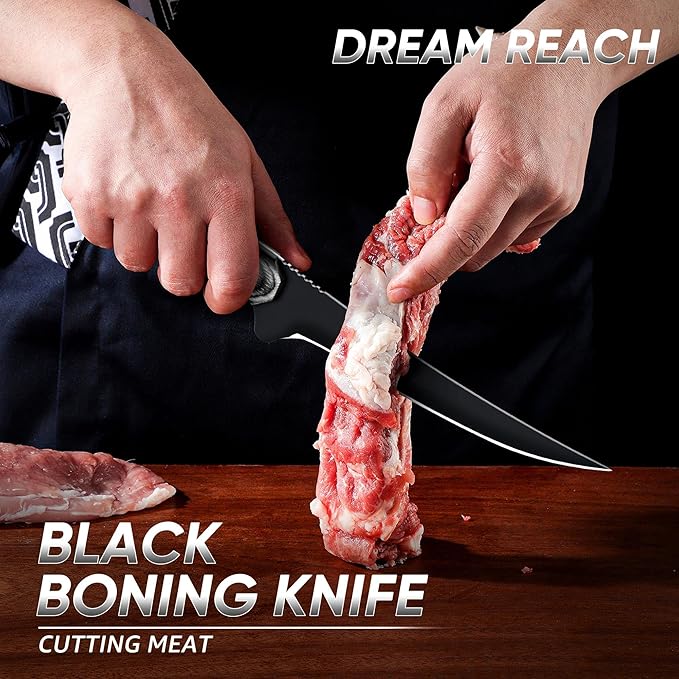 Dream Reach Fish Fillet Knife - Sharp Deboning Poultry and Meat Boning Knife Kitchen BBQ, Professional Fish Knives with Full Tang Handle