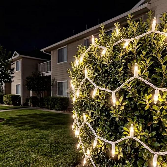 LUCKY SHINE 200 Clear Warm Christmas Lights, UL Certified and Commercial Grade 2 Sets100 Light with White Wire 66 Ft, for Indoor and Outdoor Party, Patio, Trees, Garden.