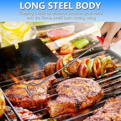 5Pcs Food Flipper Turner Hooks, Stainless Steel BBQ Turner Hooks Non-slip Handles BBQ Grill and Smoker Accessories for Grilling Ribs Steaks Chicken Sausages
