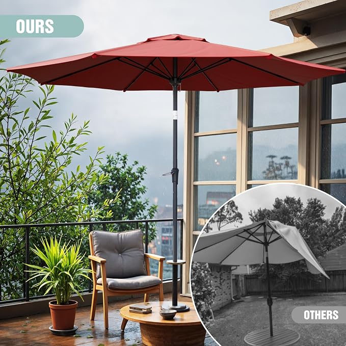 Sannwsg Patio Umbrellas, Pool Umbrella with 8 Sturdy Ribs, Outdoor Umbrella with Push Button Tilt/Crank, Deck Umbrellas, Market Umbrela Table for Backyard, Deck, Garden, Pool