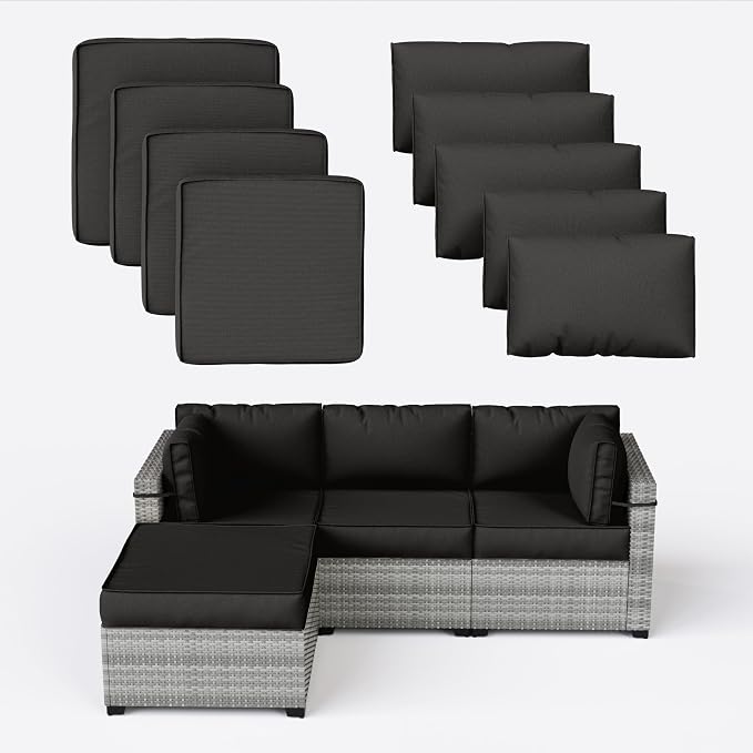 9 Pcs Outdoor Patio Cushions Covers Replacement Sets, Covers Only | 9 Pcs Patio Cushions Covers Replacement UV Resistant, Water Anti-Slip, Heavy-Duty Zippers for 5 Pcs Patio Furniture Set