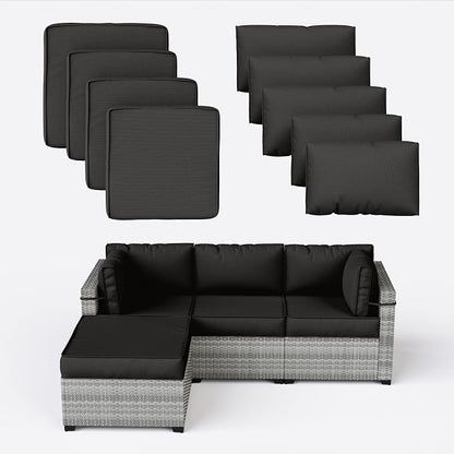 9 Pcs Outdoor Patio Cushions Covers Replacement Sets, Covers Only | 9 Pcs Patio Cushions Covers Replacement UV Resistant, Water Anti-Slip, Heavy-Duty Zippers for 5 Pcs Patio Furniture Set