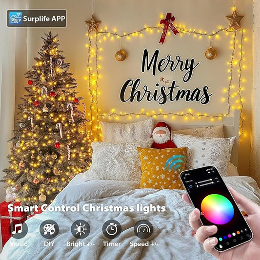 JMEXSUSS Color Changing String Lights, 66ft 200 LED RGB Halloween Lights | Plug in, APP & Remote Control, 16 Million DIY Colors, Waterproof, Smart Christmas Lights for Tree Party Indoor Outdoor Decor