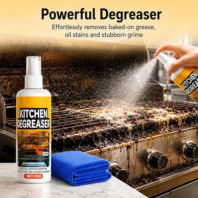 2Pcs Spray Grill Cleaner,Kitchen Degreaser Spray,Powerful Degreaser,Degreasing Spray Grill Cleaner,Suitable for Surface Cleaning of Stainless Steel, Steel,and Ceramics