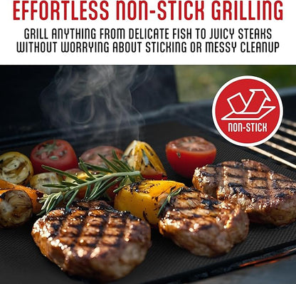 Kaluns Grill Mats For Outdoor Grill, Non Stick Grill Mat Reusable Mats for Gas, Charcoal, Electric Grills Set of 3 PTFE Teflon Barbeque Accessories - 16 x13 Inch