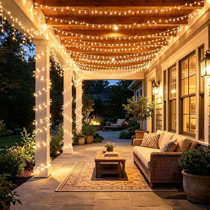 KNONEW 403ft 1000 LED Christmas String Lights Outdoor 8 Modes & Timer Fairy Light Plug in Waterproof LED Wedding Lights for Xmas Yard Tree Party Holiday Decor (Warm White)