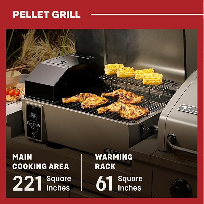 Tytus Anaheim 4-Burner Gas Grill with Two Prep Carts, Pellet Smoker, and Pizza Oven - Modular Outdoor Kitchen, Quick Assembly, Grill for Outdoor Cooking, Kitchen Island for BBQ