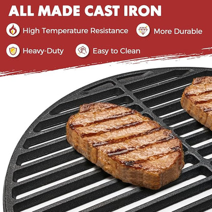 Cast Iron Cooking Grid for Large Big Green Egg Accessories, Grate Grids for Any 18" Kamado Grills Replacement Parts