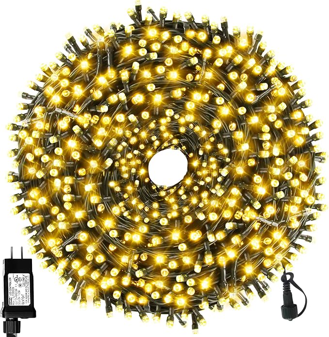MZD8391 170FT 500 LED Christmas Lights Outdoor Indoor, Christmas Tree Light | Warm White, 100% UL Listed, Waterproof, 8 Light Modes, Timer & Memory, End To End Connect, Christmas String Light Decoration