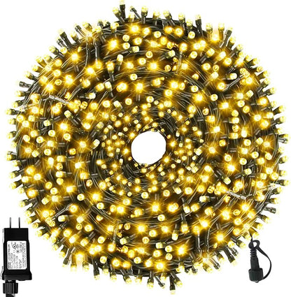 MZD8391 170FT 500 LED Christmas Lights Outdoor Indoor, Christmas Tree Light | Warm White, 100% UL Listed, Waterproof, 8 Light Modes, Timer & Memory, End To End Connect, Christmas String Light Decoration