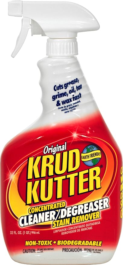 Krud Kutter Original Cleaner Degreaser Spray, 32 oz, Heavy Duty Multi Surface Cleaner for Grease, Oil and Tough Stains, Ready to Use for Kitchen, Garage, Floors and Outdoor Surfaces (Pack of 12)