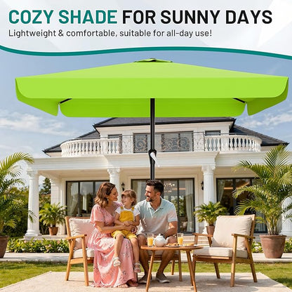AreShark 8 X 10 FT Large Rectangular Patio Umbrella with Valance, Outdoor Table Market Umbrella w/Crank & 8 Ribs, Rectangle Outdoor Umbrellas for Garden, Deck, Yard and Poolside, Apple Green