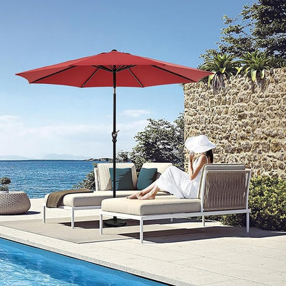 OLIXIS 9FT Patio Umbrella with Tilt and Crank Button & Sturdy Ribs Waterproof, 9Feet Patio Table Umbrella Perfect for Poolside, Terrace, Beach and Outdoor Restaurant