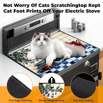 Heat-Resistant Glass Stove Top Cover with Anti-Slip Rubber Coating – Electric Stove Protector, Scratch-Resistant, Expands Counter Space, Stylish Kitchen Decor (Bilberry)