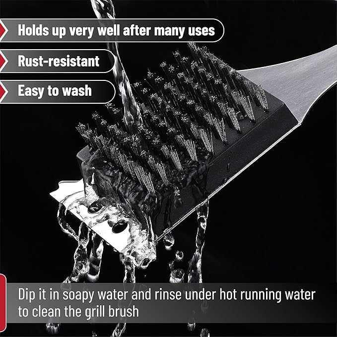 UNCO- Grill Brush and Scraper, 16.7”, Stainless Steel, Grill Cleaner, Grill Brush, Grill Cleaning Brush, BBQ Brill Brush, BBQ Brush for Grill Cleaning, Grill Brush for Outdoor Grill, Safe Grill Brush