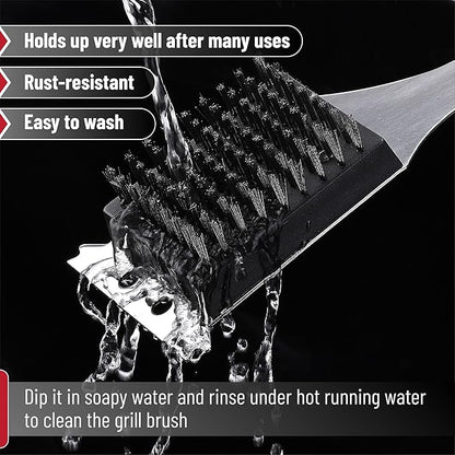 UNCO- Grill Brush and Scraper, 16.7”, Stainless Steel, Grill Cleaner, Grill Brush, Grill Cleaning Brush, BBQ Brill Brush, BBQ Brush for Grill Cleaning, Grill Brush for Outdoor Grill, Safe Grill Brush