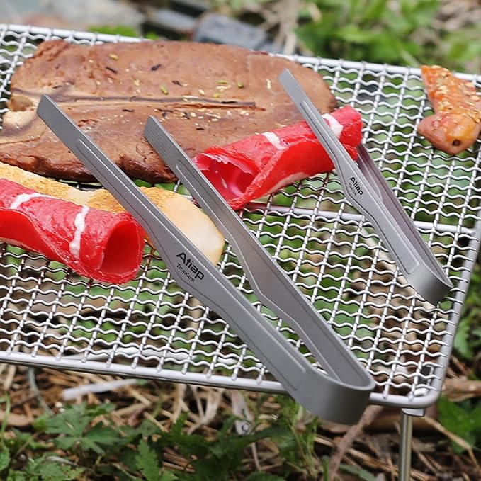 Titanium BBQ Tongs Grill Tongs Tweezer Clip Multi Function for Kitchen Salad Steak Barbecue Buffet (Grey, 10)