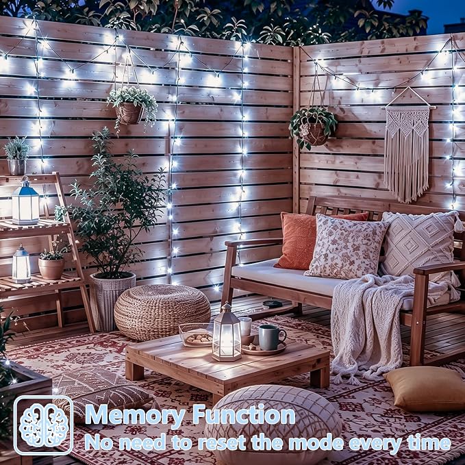 YEGUO Solar String Lights Outdoor Waterproof, 2 Packs Each 33ft 100 LED White Lights, 8 Modes Twinkle Light for Christmas Tree Outside Garden Yard Xmas Decor