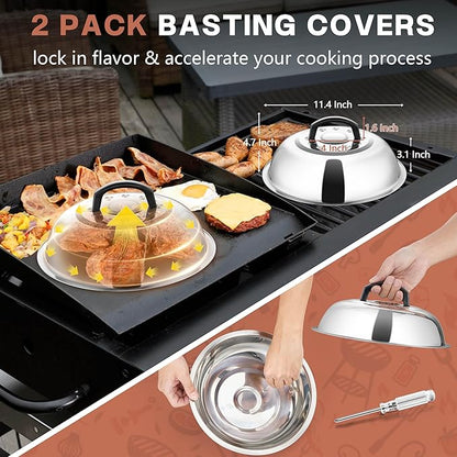 Griddle Accessories Kit, HaSteeL 20Pcs Flat Top Grill Accessories for Camping, Professional Griddle Spatula Grill Tools Set with Melting Dome for Teppanyaki BBQ Outdoor, Perfect Grilling Gifts