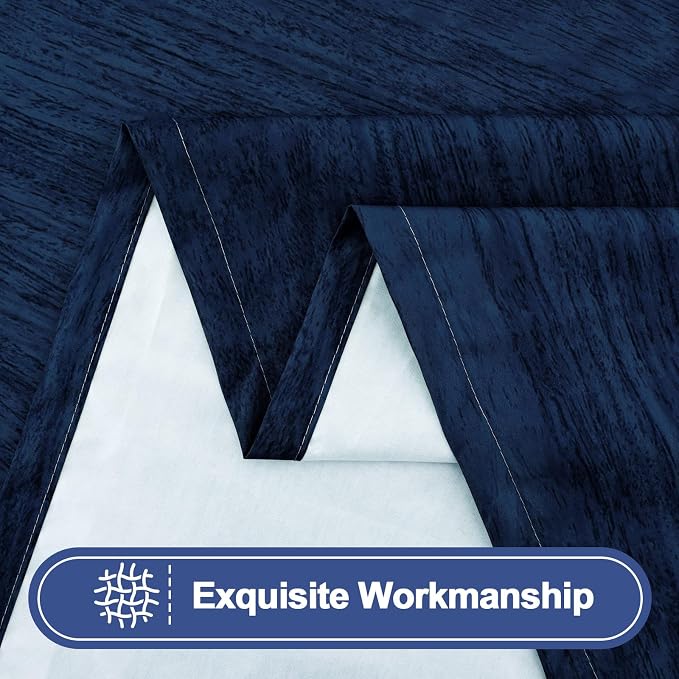 Smiry Picnic Table Cover with Bench Covers, Waterproof Elastic Fitted Tablecloth for 8 Foot Tables, Washable Polyester Tablecloths for Camping, Indoor & Outdoor (Navy & Black, 30x96 Inch 3-pc Set)