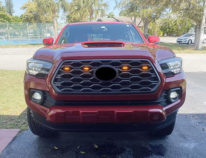 iJDMTOY Tinted Lens 4pc Amber Yellow LED Front Grill Lighting Kit Compatible with Toyota 2020-2023 Tacoma TRD/Off-Road Grille, Includes (4) 12-SMD Lightly Smoked Cover LED Lamps & Wiring Harness