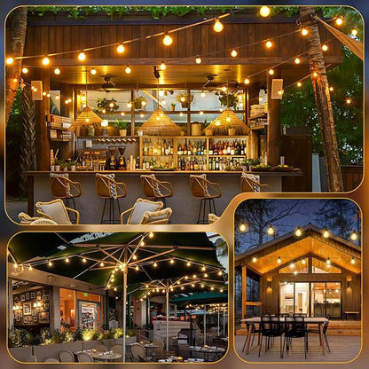 Mlambert 25FT G40 LED Outdoor String Lights, Plug-in Waterproof Patio Lights with 10 LED Bulbs (1 Spare), Porch Lights for Backyard Party Decor, Brown