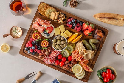 Walnut Cutting Boards for Kitchen Solid Wood End Grain 17"×13"×1" | Large Chopping Board Double Sided with Handle, Hardwood Charcuterie Butcher Block for Meal Prep & Serving with Gift Box
