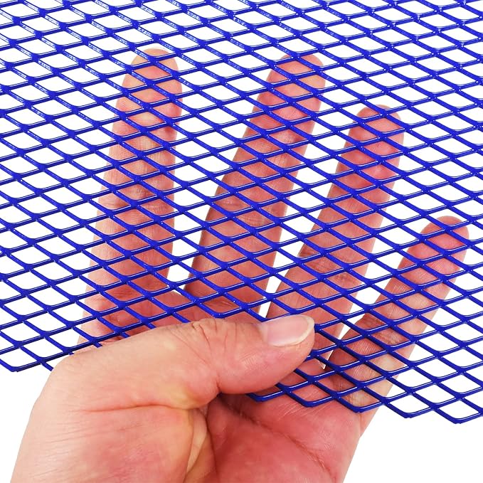 AggAuto Universal 40"x13" Car Grill Mesh 6x12mm Rhombic Hole Blue | Aluminum Alloy Automotive Grille Insert Bumper, One of the Most Multifunctional Shape Grids 100x33cm