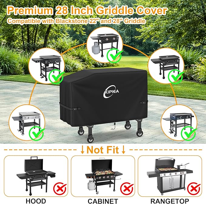 Kipiea Single Shelf Griddle Cover for Blackstone 22" & 28" Griddle, Heavy Duty Tear & Fade Resistant and Waterproof for Blackstone 1529/1517 with Buckles and Drawstrings
