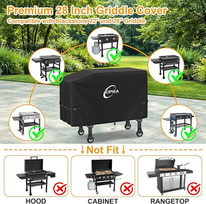 Kipiea Single Shelf Griddle Cover for Blackstone 22" & 28" Griddle, Heavy Duty Tear & Fade Resistant and Waterproof for Blackstone 1529/1517 with Buckles and Drawstrings