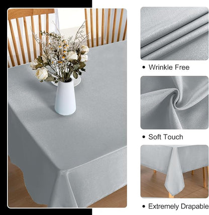 DWCN Square Tablecloth - 54 x 54 Inch - Waterproof Stain and Wrinkle Resistant Washable Table Cloth, Decorative Fabric Table Cover for Kitchen Dining Room Party and Outdoor Use, Silver Grey
