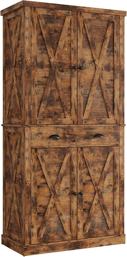 IRONCK Storage Cabinet with Drawers and Doors for Living Room and Entryway | with Barn Doors, Drawer, 4 Adjustable Shelves, Freestanding Cupboard