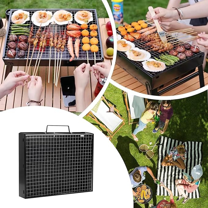 Portable Charcoal Grill Foldable 17" BBQ Charcoal Grill Compact Tabletop Barbecue Grill Small BBQ Grill for Outdoor Travel Backyard Picnic Beach