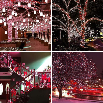 OZS Connectable Red and White Christmas String Lights, 2Pack Total 164FT 400LED Christmas Lights for Outdoor/Indoor, Plug in Tree Lights with 8 Modes, String Lights for Christmas Decorations Holiday