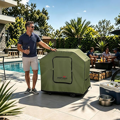 Exclusive Foldable 48 inch Grill Cover, 600D Heavy Duty Waterproof Outdoor BBQ Cover for 2-3 Burners Grill Weber Nexgrill CharBroil, Green