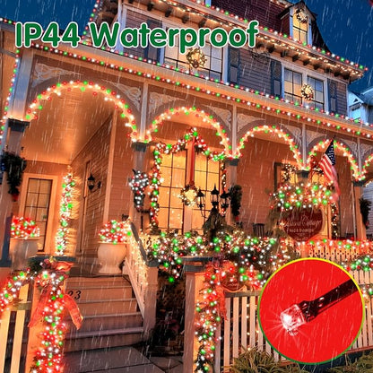 XURISEN 551FT 1400 LED Christmas Lights Outdoor Green Wire String Lights 8 Modes with Timer Memory Waterproof Fairy Lights Plug in for Xmas Tree Wedding Yard Party Holiday Decorations(Red+Green+White)
