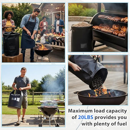 2 Pcs 20 Lbs Wood Pellet Smoker Storage Bag Pellet Storage Fuel Container Dispenser Wood Chips Container Bucket Black