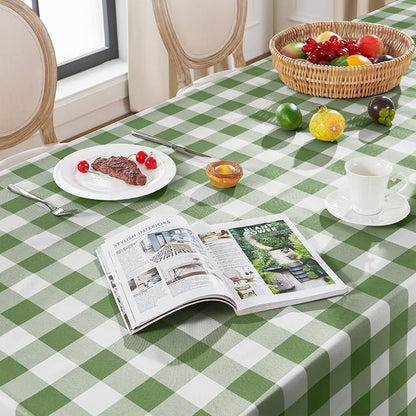Softalker Gingham Checkered Tablecloth Rectangle - Outdoor Waterproof Buffalo Plaid Table Cloth, Stain Resistant Washable Table Cover for Picnic, Camping, Dining - Sage and White, 60 x 120 Inch