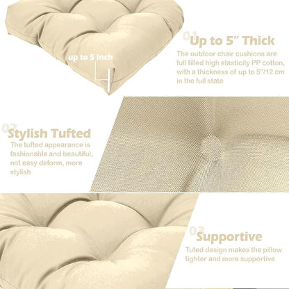 MTMR 2Pcs Outdoor Chair Cushions, Patio Furniture Seat Pads, Waterproof | 2Pcs , waterproof cover, u-shaped, no-fading, thick patio seat pads for outdoor wicker furniture in yard, 19x19x4