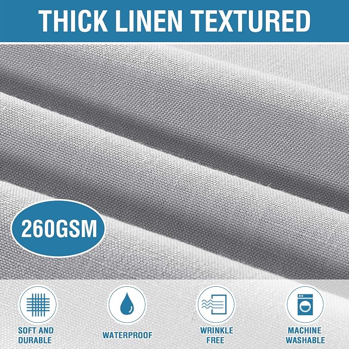 H.VERSAILTEX Linen Textured Table Cloths 54 x 108 Inch Premium Solid Tablecloth Spill-Proof Waterproof Table Cover for Dining Buffet Feature Extra Soft and Thick Fabric Wrinkle Free, Grey