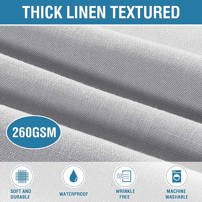 H.VERSAILTEX Linen Textured Table Cloths Round 70 Inch Premium Solid Tablecloth Spill-Proof Waterproof Table Cover for Dining Buffet Feature Extra Soft and Thick Fabric Wrinkle Free, Grey